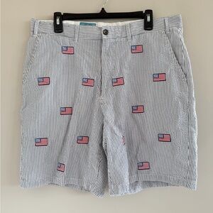 Castaway Nantucket Mens 36 American Flag Patriotic Embroidered Nautical Shorts